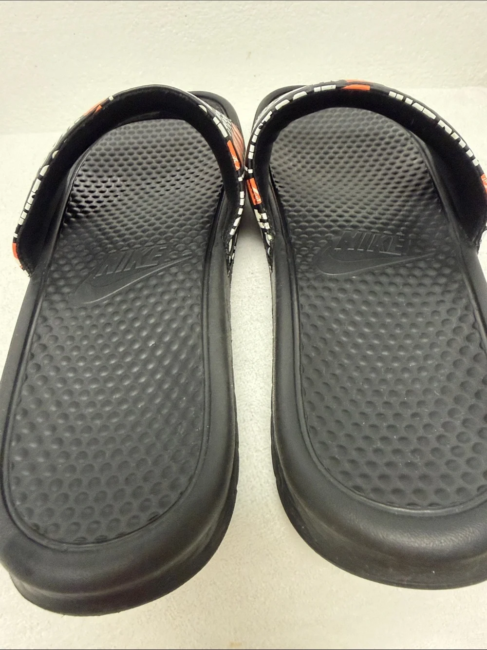 Nike Benassi JDI Print Men's Slide Sandals Black Orange Size 14